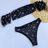 Floral Print Off Shoulder Bikini 2025 High Cut Swimsuit Women Female Brazilian Swimwear Two pieces Bikini set Bathing Suit Swim