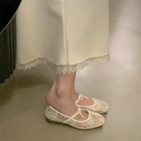 2026 Women Spring Summer Ballet Flat Shoes Breathable Mesh Embroidery Fashion Flats Lovely Bow Knot Female Daily Walking Sandals