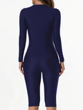 2026 Zipper Slim One Piece Swimsuit Women Long Sleeve & Knee Swimwear Female Bather Bathing Swimming Swim Surf Suit Beachwear