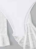 Women micro mini halter bikini sets 4 pieces with ruffles perspective cover tops and skirt swimsuit bathing suit beach outfits