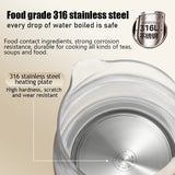 SUNATUR 1.8L Electric Glass Health Preserving Kettle,Stainless Steel,800W Fast Boil,24h Insulation