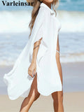 4 Colors Short Sleeve Long Shirt Top Blouse Tunic Beach Dress Beach Wear Beachwear Beach Cover Up Cover-upsFemale Women V7538