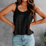 2026 Summer Fashion Women's Tanks Sexy Sequins Camisole Lady Casual Sliver Women's Strap Top Night club Streetwear Y2K Dress up