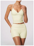 Summer Back I Shaped Sports Bra Sexy Deep V Neck Contrast Color Slimming Yoga Tank Top Outdoor Workout Fitness Gym Running Vest