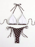 sexy polka dot print micro mini bikinis sets two pieces halter tie swimsuits beachwear bathing suit swimwear biquini tankini