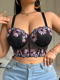 Plus Size Women Bra Floral Lace Patchwork Embroidery Thin Cup Push up Bra Comfortable Underwire Shapewear Bra for Women