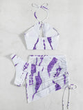 3PCS With Mesh Skirt Halter Bikini Female Swimsuit Women Swimwear Three-pieces Bikini Set Hollow Out Bathing Suit Swim Beachwear
