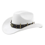 Summer Women Men Felt Cowgirl Hat with Belt Stylish Western Hat Casual Jazz Caps for Outdoor Party Club