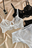 MOYISU White See-through Lace Big Breasts Small Bra Underwear Ultra Thin Set Sexy Pure Desire Underwear Underwear Underwear Set