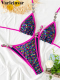S - XL New Sequins Rhinestones Halter Bikini Female Swimsuit Women Swimwear Two-Pieces Bikini Set Bather Bathing Suit Swim V8359