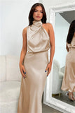 Foridol One Shoulder Turtleneck Tank Satin Women Party Dress Robe Zip Sleeveless Elegant Vintage Folds Women Clothing 2025