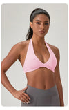YOGA Naked Feeling Strappy Padded Sports Bras for Women - Fitness Workout Top Criss Cross Back Yoga sports Bras No steel ring
