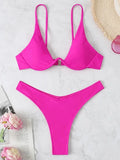 Sexy Neon V-bar Underwired Bikini 2025 Female Ribbed Swimsuit Women Thong Swimwear Two-pieces Bikini set Push up Bathing Suit