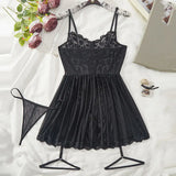 New Garter Pajamas Exquisite Women's Lingerie Fancy Bra With Thong Leg Rings Erotic Nightgowns Plus Size Underwear Sleepwear Set