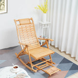 Heavy Duty Folding Rocking Chair Bamboo Indoor Outdoor Lounger