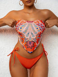 S-XXL Printed Crop Top Bikini Women Bandeau Bikinis Swimwear Female Swimsuit Two-pieces Bikini Set Bathing Suit Swim Beach Wear