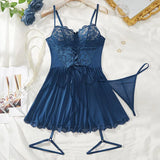 New Garter Pajamas Exquisite Women's Lingerie Fancy Bra With Thong Leg Rings Erotic Nightgowns Plus Size Underwear Sleepwear Set