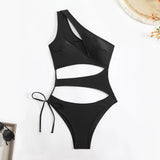 Cut Out Asymmetric One Shoulder One Piece Swimsuit Women Swimwear Female Monokini High Cut Bather Bathing Suit Swim Beachwear