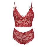 2026 Sexy Lace Flower Printed Lingerie Set for Women Thin Adjustable Shoulder Strap Triangle Cup Bralette And Underwear Suit