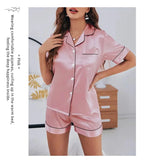 Women Two-piece Pj Sets Sleepwear Loungewear Button-Down Pajama Women 2 Piece Pijama Homewear Shorts Set