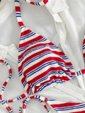 S - XL Striped Halter Bikini Women Swimwear Female Swimsuit High Cut Leg Bather Bathing Suit Swim Two-pieces Bikini set K8043