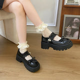Sweet Bowknot Lace Strap Platform Mary Jane Shoes Women Korean Patent Leather Jk Lolita Shoes Woman 2025 Thick Heel Pumps Female