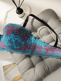 Women's plus Size Underwear Half Cup Gathered Push Up Embroidery Flower Lace Design Suitable For Voluptuous Women 90D-110D B2388