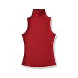 Spring Pure Desire Hot Girl Style Elastic Slim Fit Half High Collar Inner Layer Base Shirt Vest Solid Color Casual Fashion L25M