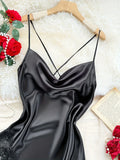Sexy Lace Patchwork Pajamas Comfortable And Casual Long And Comfortable Women's Nightgown