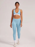 Women's Yoga Sets Sports Fitness V-Neck Halter Sports Bra Color-Block Hip-lifting Pants Suits Running Training Workout Gym Sets