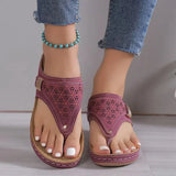 Summer Women's Wedge Sandals 2023 Clip Toe Orthopedic Arch Support Sandals Woman Pu Leather Non-Slip Soft Platform Flip Flops