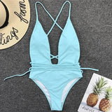 New 2025 Sexy Deep V Neck Wrap Around Female Swimwear One Piece Swimsuit Women Backless Monokini High Cut Bathing Suit Swim Lady