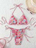 Triangle Halter Thong Bikinis 2026 Women Sexy Printed Swimsuit Floral String Swimwear Female Bathers Bathing Swimming Swim Suit