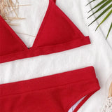 S - XL Sexy Female Swimsuit High Waist Bikini Women Swimwear Two-Pieces Bikini Set Ribbed Bather Bathing Suit Swim V2328
