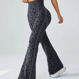 Retro Leopart Women's Pants/Clothing Seamless High-Waisted Flare Trousers Yoga Pilates Leggings Tummy Control 4D Stretch Autumn