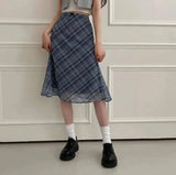 Sweet Skirts Chic Plaid Mini Skirt High Waist A-Line Korean Sle Commute Spring New Arrival Women's Fashion Mid-Length Skirts I3G