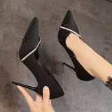 High Heels Women with  Spring and Autumn Pointy Women's Shoes Dress Wedding Shoes Temperament Banquet Single Shoes