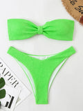 Contrast Binding Bandeau Bikinis 2026 Women Sexy Swimsuit Solid Padded Swimwear Female Bathing Suit Swimming Summer Beachwear