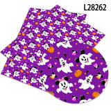 Halloween Disney Mickey Cartoon Print Artificial leather DIY Earring Hair Bow Bag Crafts  faux Leather  22X30CM litchi