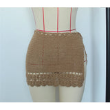 2026 Hollow Out Skirt Sarong Crochet Knitted Tunic Beach Cover Up Cover-ups Beach Dress Beach Wear Beachwear Female Women V8074