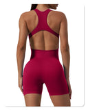 Seamless Yoga Jumpsuit Sleeveless Shorts One Piece Yoga Suit Sexy Cutout Backless Top Women Playsuit Gym Summer Workout Clothes