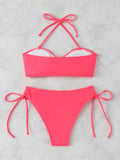 Halter Bandeau Bikinis 2026 Women Sexy Swimsuit Solid Padded High Waist Swimwear Female Bathers Bathing Swimming Swim Suit