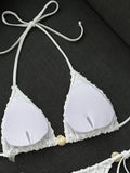 Sexy Yellow 3D Flower Micro Bikini 2026 Women Hole Out Stone Strap Push Up Bra Thong Swimsuit Holiday Bathing Suit Swimwear