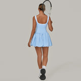 Tennis Dress for Women with Built in Shorts Womens Athletic Dresses Sleeveless Boat Neck Active Workout Skort Dress