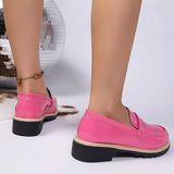 Patent Leather Thick Heels Loafers Women Spring New Mixed Color Med Heel Office Pumps Woman Plus Size 43 Slip On Single Shoes