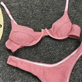 Glitter Shiny Underwired V-Bar Bikini Women Swimsuit Female Brazilian Swimwear Two-piece Bikini Set Triangle Bathing Suit Swim