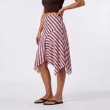 Summer Women's Irregular Hem Midi Skirt Stylish Dots Printed Low Rise Looose A Line Skirts Casual Bohemian Long Skirts