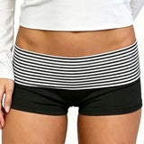 2026 Summer Women Striped Over Fold Shorts Elastic Waist Skinny Short Pants  Daily Casual Lounge Jogging Shorts