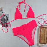 Bikini 2026 Sexy High waist Leopard print Bandage halter Swimwear Swimsuit Women Bikinis Set Bathing Suit Beach Bikini Female