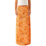 Women Summer Long Skirt for Beach Party Club Sequin Floral Embroidery Loose Fit Straight Skirt Casual Elegant Streetwear